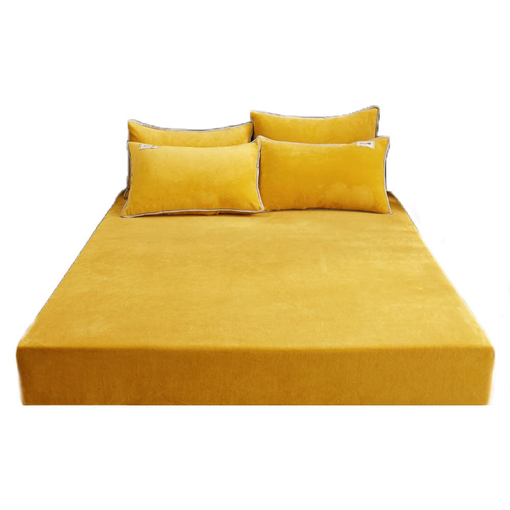 Sábana Bajera elástica de Terciopelo cálido para Invierno, Funda de colchón, Colcha de Lana de Coral, Ropa de Cama, Cama Doble, tamaño King, 7,90x200x15cm, 1 Unidad
