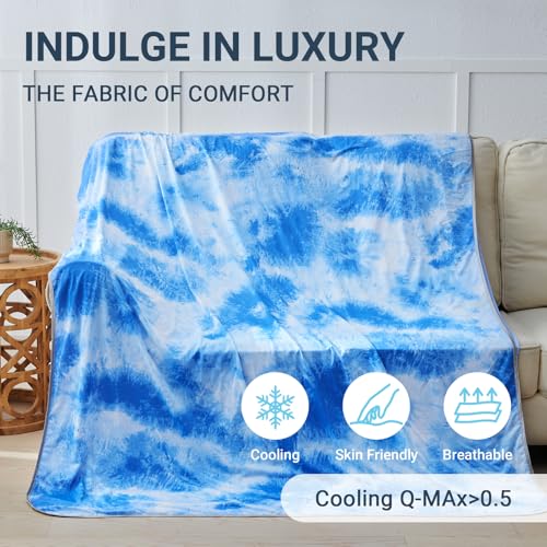 Image of Cooling Blanket for Hot Sleepers Queen Size 90 inchx90 inch, Summer Ice Cold Blanket Absorbs Heat to Keep Body Cool for Night Sweats, Lightweight Breathable Cold Blankets for Sleeping Bed & Sofa