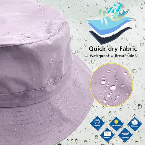 Image of woogwin Waterproof Bucket Rain Hat with Chin Strap Quick Dry Packable Boonie Sun Hat Safari Hat UV Protection