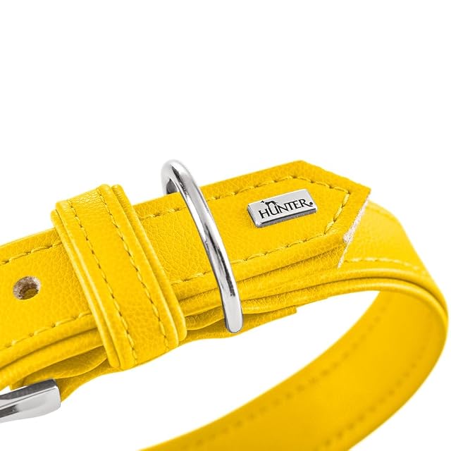 Foto 3 de 7 de HUNTER Collar para Perro Amalfi, Color Amarillo, Vegano, Piel sintética con Aspecto de napa, Suave