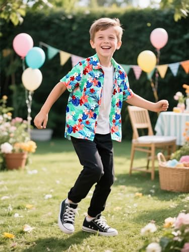 COSLAND Boys' Hawaiian Shirt Kids' Novelty Button Down Shirt, X-Small-Large3
