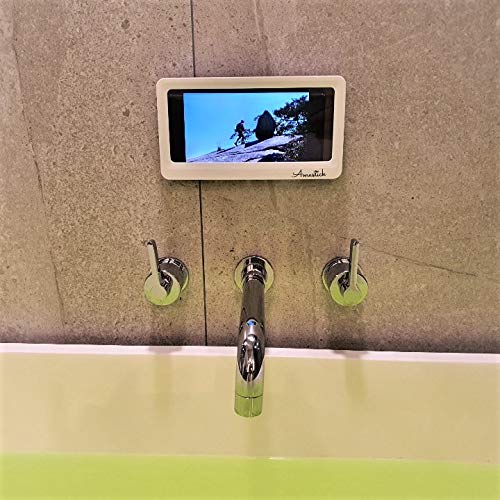 Support smartphone anti-éclaboussures bleu pour douche et cuisine
