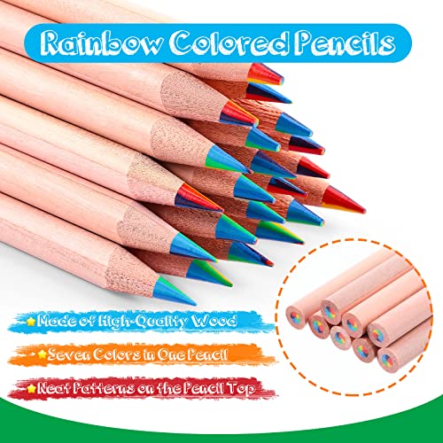Chengu CG-CHENGU-3846 48 Pcs Rainbow Colored Pencils, 7 Color In 1 Rainbow Pencil For Kids, Wooden Colored Pencil Multi Colored Pencils Bulk thumb #7