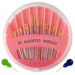 Paquete de 30 agujas de coser a mano de alta calidad, tamaños surtidos, agujas grandes para coser, reparar y bordar
