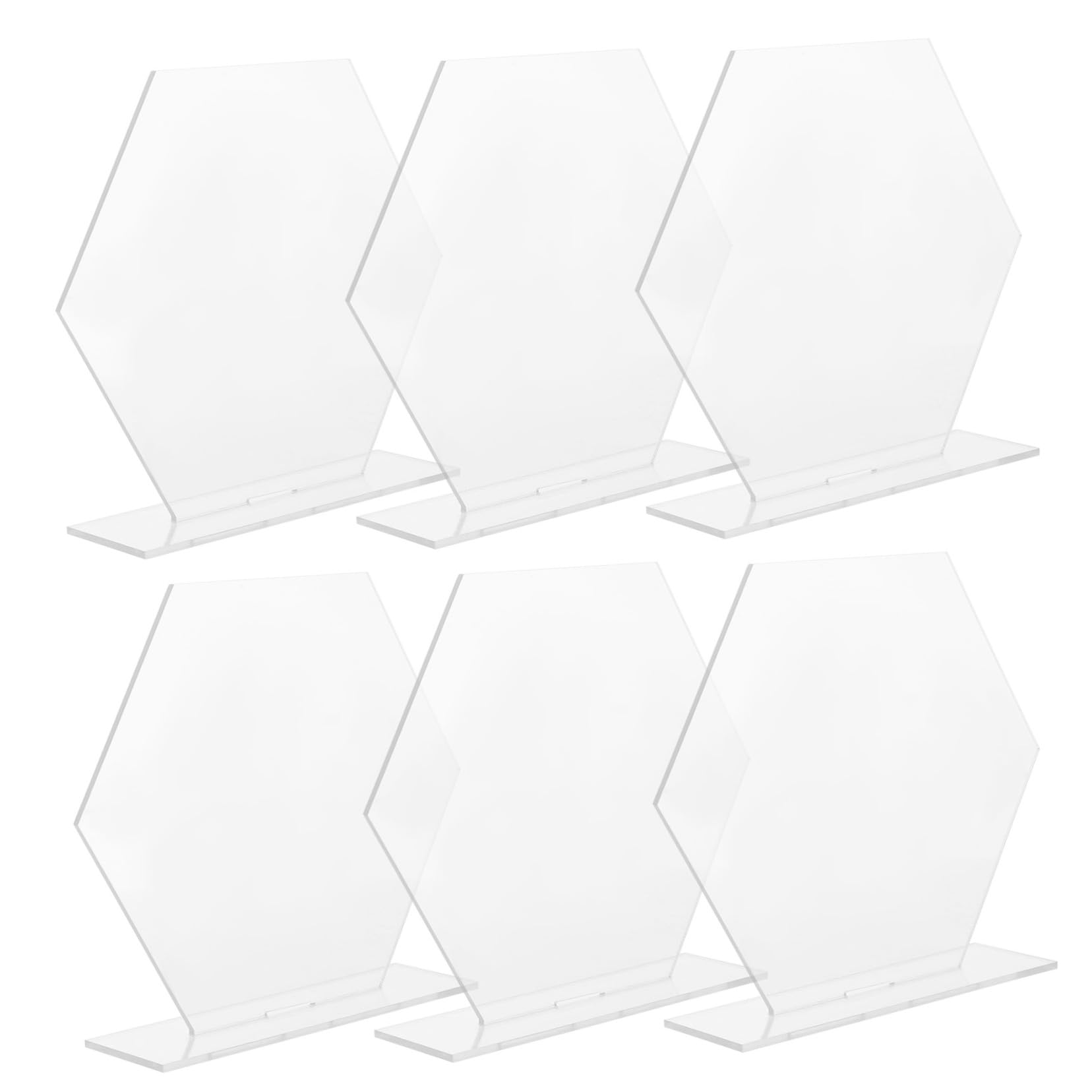 Wakauto 6pcs Acrylic Table Signs with Stand Blank Wedding Number Display for Parties Birthdays Anniversaries Reusable and Erasable Table Decor