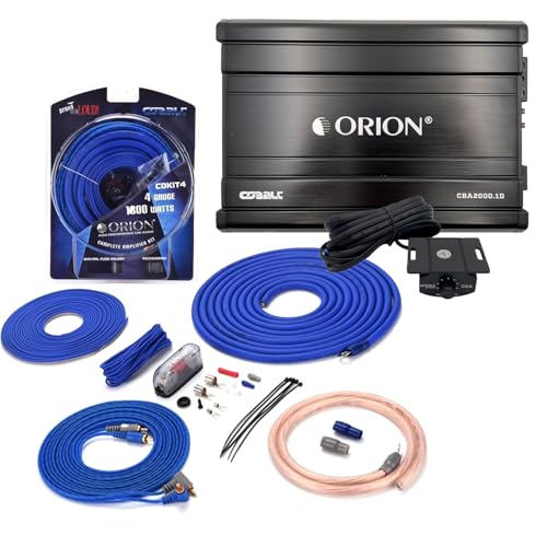 Orion CBA2000.1D Class-D Monoblock Subwoofer Amplifier + COKIT4 4GA Amp Wiring Kit, 2000W Max Car Audio Amp & Install Kit Bundle
