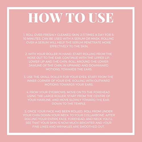 Rose Quartz Roller Jade Roller for Face - Natural Crystal Quartz Facial Face Roller Massager Face Gemstone Healing Toning Skincare Tool for Anti Aging Wrinkle Removal Slim Face(Pink Color)