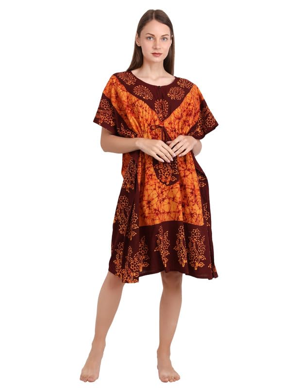 Women's Printed Rayon Fabric Batic Kaftan Dress/Nightdress/Nighty/Night Wear/Rayon Nighty Dress-picture-37
