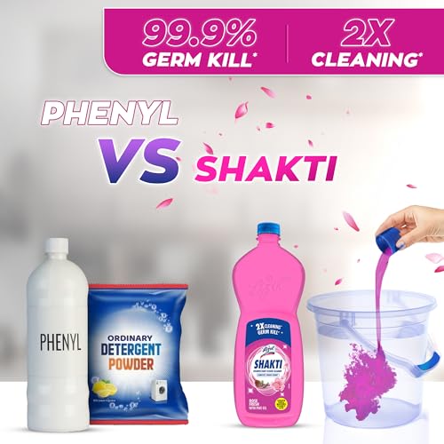 Image of Lizol Shakti 900ml (Pack of 2) - Rose Fresh Floor Cleaner| 2X Better Cleaning vs Phenyl |Kills 99.9% Germs| Removes Tough Stains| Suitable for All Floor Cleaner Mops