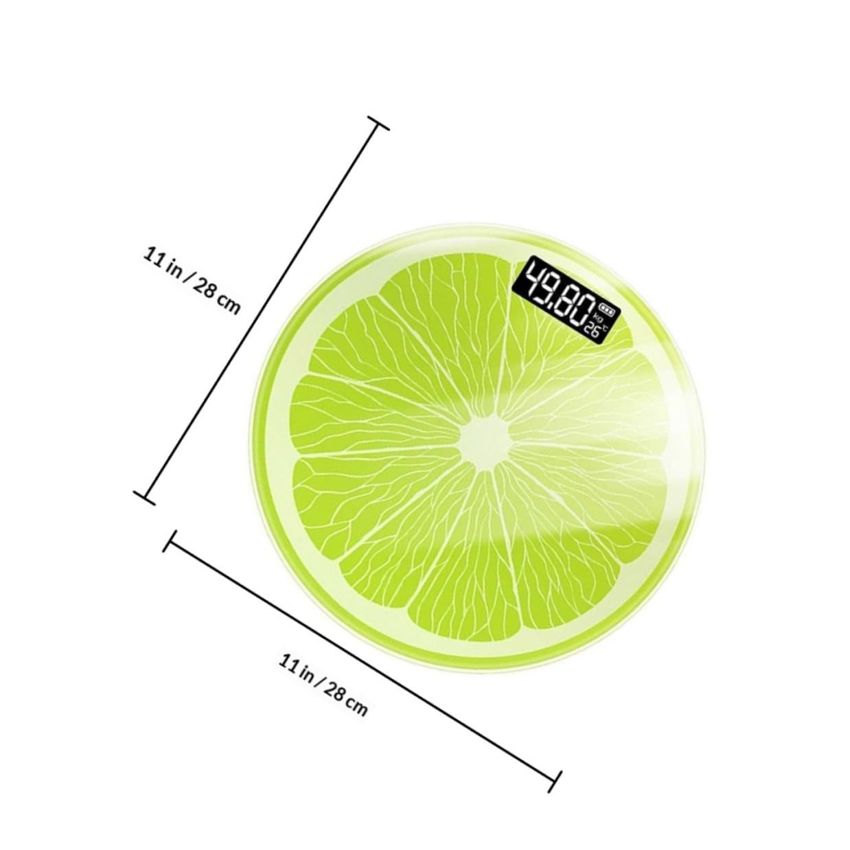 ibasenice Bilancia Pesapersone Digitale Design Limone, Display LED Grande, Vetro Temperato, Peso 0,2-180kg, Precisione 50g per Uso Domestico Automatico