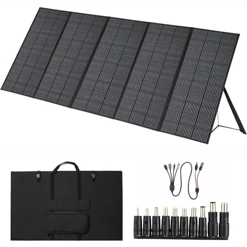 XLB-TYNFD 500W Portable Solar Panel, Up to 25% Conversion Efficiency N-Type Solar Cell, with Adjustable Kickstand, IP68 Waterproof, Foldable Solar Panel for Camping RVing Home Backup