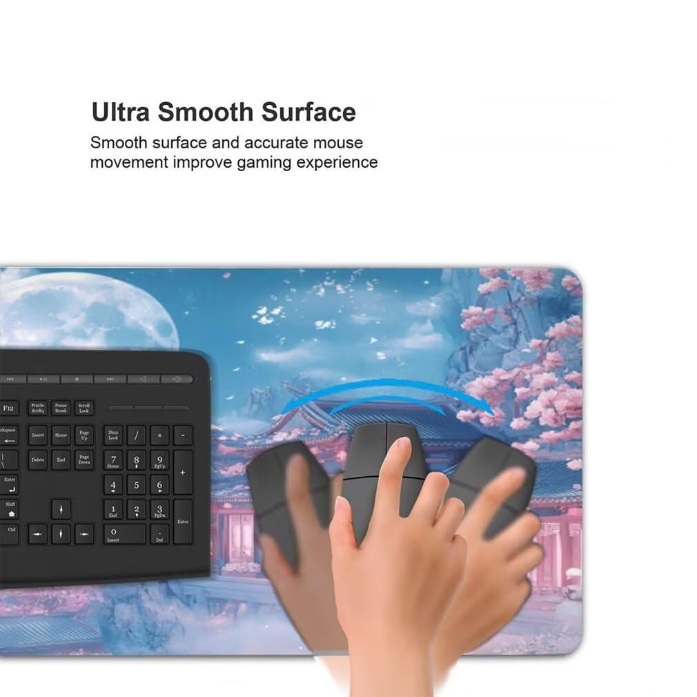Tappetino Mouse XXL 1000x500mm Paesaggio Grande Mouse Pad, Tappetino Scrivania con Bordi Cuciti, Grande Mousepad Gaming con Base Antiscivolo per Giocatori, Ufficio e Casa (Luna Piena) -MP1568
