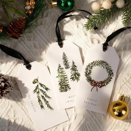 Étiquettes cadeaux de Noël en papier pour paquets personnalisés, lot de 90 pièces