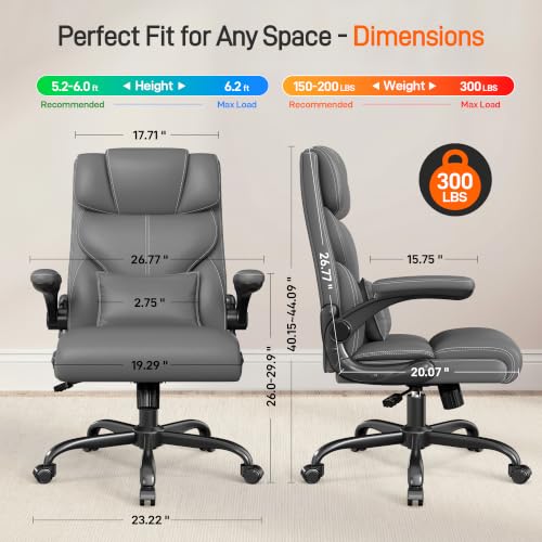 Image of Office Chair, Executive Mid-Back Computer Desk Chair with Flip-up Armrests