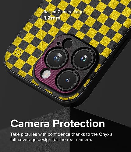 Image of Ringke Onyx Compatible with iPhone 15 Pro Case Cover Rugged Flexible Durable Anti-Slip TPU Protection Shockproof iPhone 15 Pro Back Cover - Checkerboard Yellow