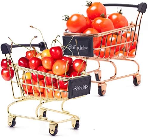 Shindel Mini Brands Shopping Cart Toy, 2PCS Shopping Day Grocery Cart Mini Supermarket Handcart Toy Shopping Carts