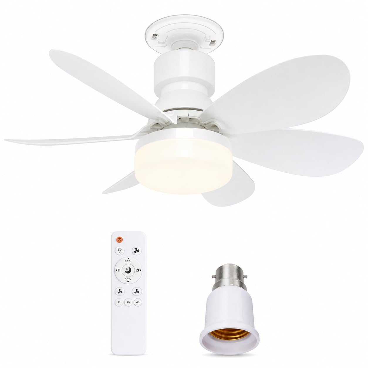 Pixel Beam 40W LED Ceiling Fan Light with Remote Control, 52cm 6-Blade Dimmable E27/B22 Screw-in Lamp with Free Converter & Accessories Best Fan for Bedroom Kitchen Garage