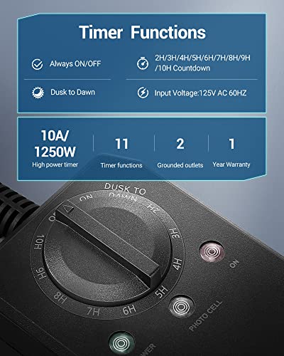 Dewenwils 36W Outdoor Low Voltage Transformer With Timer And Photocell Light Sensor, 100-240V Ac To 12V Dc, Ip68 Weatherproof, For Led Landscape Lighting, Spotlight, Pathway Light, Etl Listed #TOP3