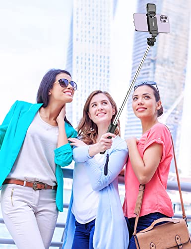 Image of Selfie Stick Tripod with Light, 3-in-1 Multifunctional Design, Rechargeable LED Light with Two Brightness Levels with Bluetooth Remote for Makeup Selfie & vlogging