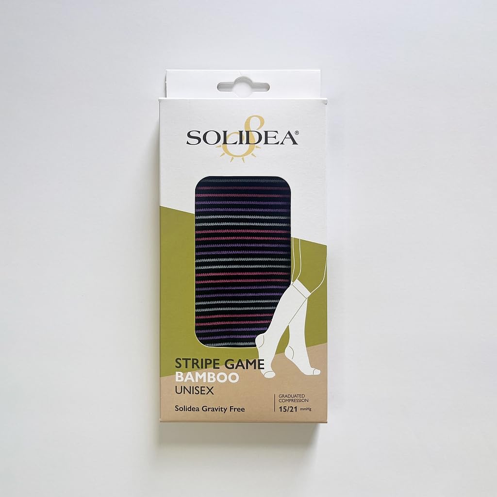 SOLIDEA Gambaletti STRIPE GAME ATLAS, Colore NERO, Calze a compressione graduata 15/21 mmHg Art. 0631A0