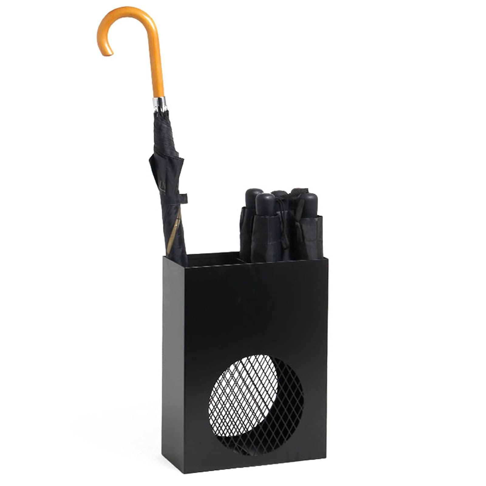 Porte-Parapluie en Fer Forgé Noir pour une Entrée de Bureau Soignée