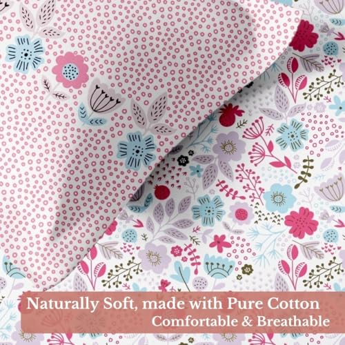 Image of Jaipur Weaves Cotton King Size Bedsheet 108x108 Super King, 100% Pure Cotton Bed Sheet with 2 Pillow Covers, 240 TC Soft Breathable Floral Design Bedding - (Pink Harmony, Super King)