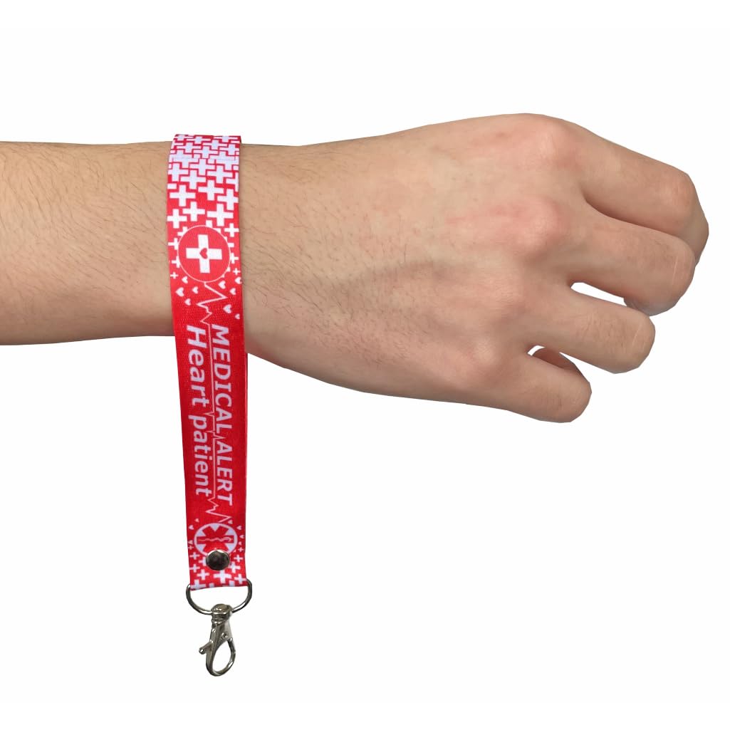 Set of Heart Patient elastic Wrist band wristband/Key tag Medical Alert, Red, 19 CM X 2 CM - Image 2