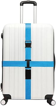 Adjustable Cross Travel Luggage Straps Suitcase Packing Belt Travel Accessories Protective Band for 20"-34" Suitcase Blue