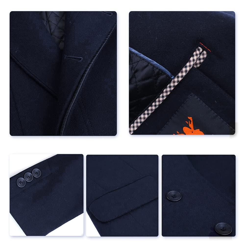 YOUTHUP Cappotto da Uomo Invernale in Lana Spessa Trench Cappotto di Media Lunghezza Slim Fit Imbottito Caldo Casual Peacoat