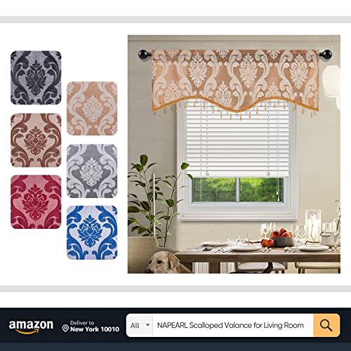 Napearl ZSBQ-SMT303-CM-70X40 Waterfall Valance For Windows-Damask Valance thumb #6