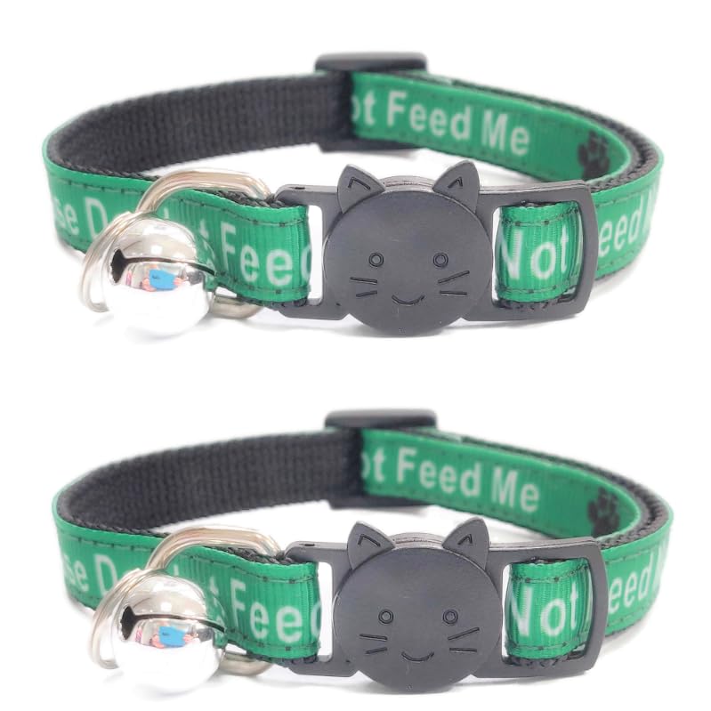 Worded Cat Collars - Please Do Not Feed Me, I Am Microchipped, Multicolour, Pack of 2