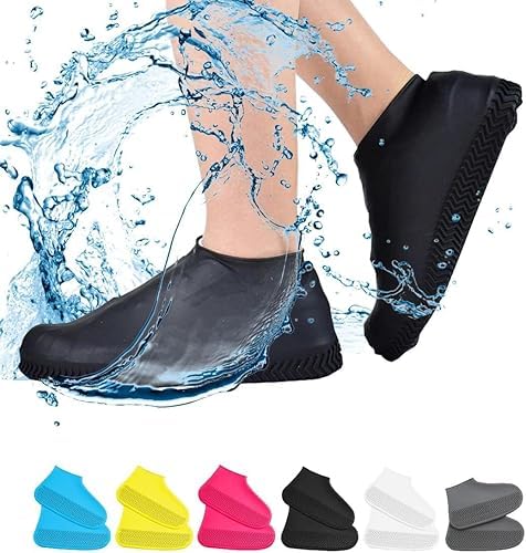Image of Waterproof Silicone Shoe Covers, Reusable, Foldable, Non-Slip Rain Boot Protectors for Men and Women