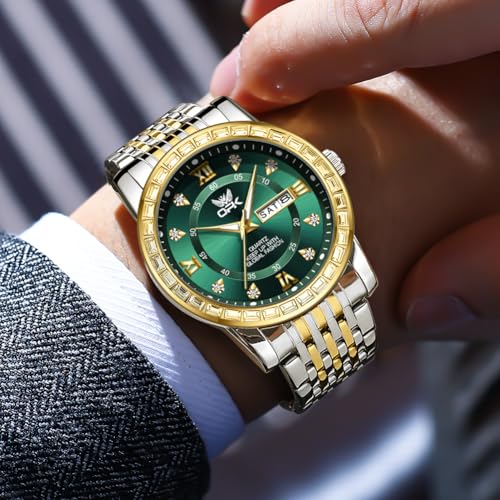Image of OPK Watches for Men Diamond Roman Analog Mens Watches Waterproof Large Stainless Steel Men Wrist Watch Business Father Gift Watch Blue