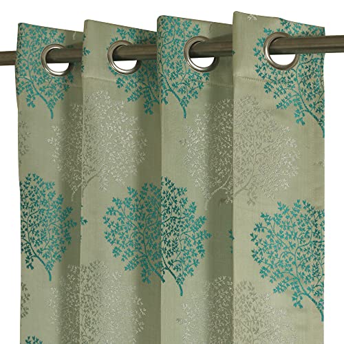 Image of Top Drapes Firoji Jacquard 7ft Door Curtain with Eyelet and Tie Back (1 Pc) Size 83.9 Inch (L) x 44.1 Inch (W)