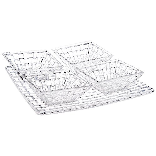 Spiegelau & Nachtmann, 5tlg. Servier-Set, 1x Platte + 4x Schalen, Kristallglas, Bossa Nova, 0090023-0