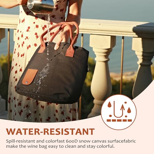 Tirrinia Wine Tote Bag, Beach Cooler for Travel Gift, Drink Purse Travel Bag with Hidden Dispenser, Leakproof Insulated Wine Carrier with Spout– Perfect for Picnic, BYOB, Party, Dinner, Pool, Black by Tirrinia - Image 4