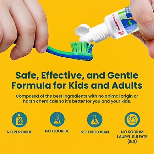 Pearlie White Fluoride Free Toothpaste Family Pack | Adult Remineralizing Toothpaste For Tooth Enamel Repair | Natural Extra Gentle Enamel Safe Kids’ Toothpaste With Natural Blueberry Flavor | 3 Pack #TOP2