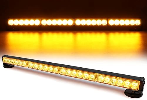 FOXCID Barra de luz intermitente estroboscópica de advertencia de peligro de emergencia de 24 LED, batería inalámbrica con base magnética y enchufe