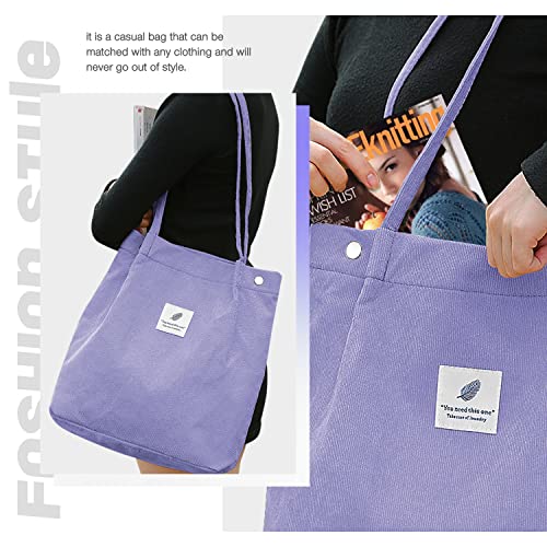 Bolso Tote de pana para mujer, gran capacidad con bolsillos miniatura 5