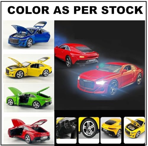 Image of 1:32 Scale Bentley Mulliner GT Toy Car - Die-Cast Metal Pull Back Sports Car with Openable Doors, Lights & Music - Alloy Luxury Model Vehicle for Kids, Boys & Collectors【Color As Per Stock】