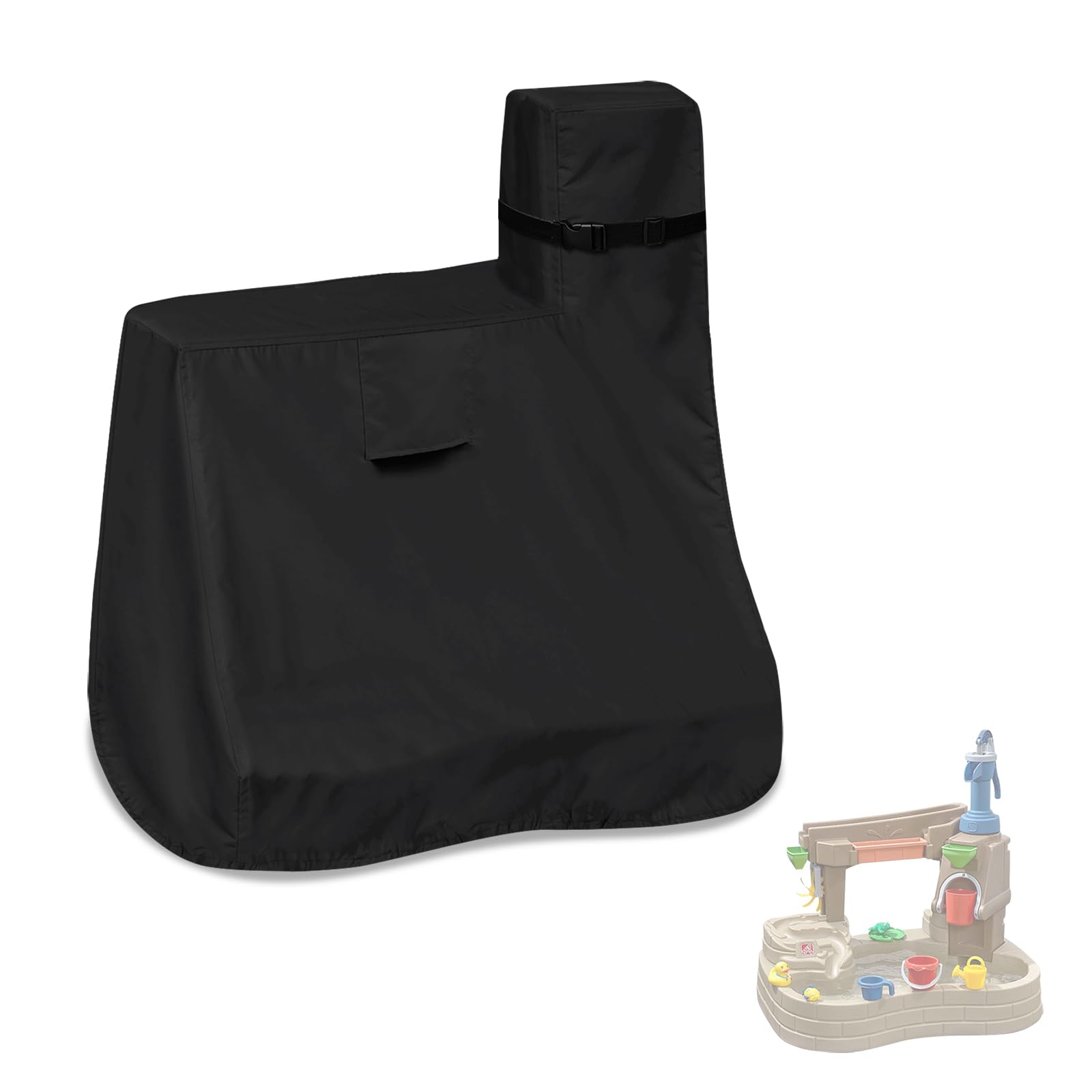 Kids Water Table Cover for Step 2 Pump & Splash Discovery Pond, UV-resistant Fabric All-weather Protective Cover for Toddlers Outdoor Toys Pump & Splash Discovery Pond Water Table, Black