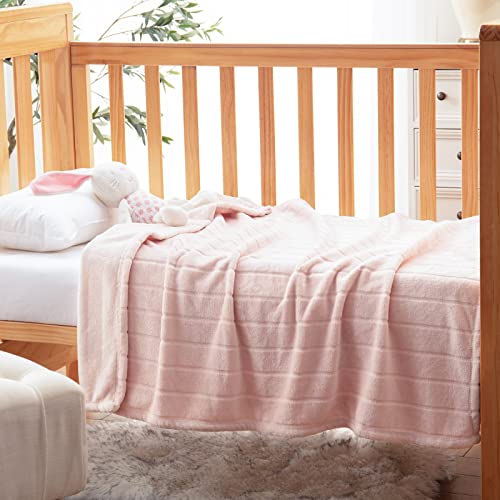 Bertte Plush Baby Blanket Swaddle Receiving Blankets Super Soft Warm Lightweight Breathable Unisex For Infant Toddler Crib Stroller, 40"X 50", Pink #TOP5