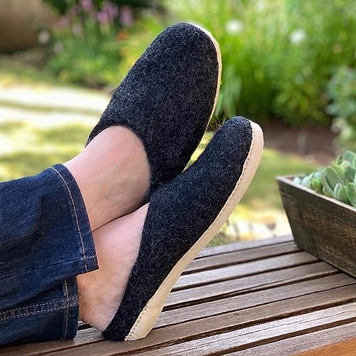 Image of Nootkas Felted Merino Wool 'Astoria' Mule House Slipper for Men and Women