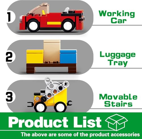 Image of SKY LINE OCEAN City Cargo Airplane Building Blocks Set (383+ PCS) | Cargo Plane with Car, Luggage Tray & Movable Stairs | Airport Construction STEM Toy for Kids 6-12 | 5 Year Structural Warranty