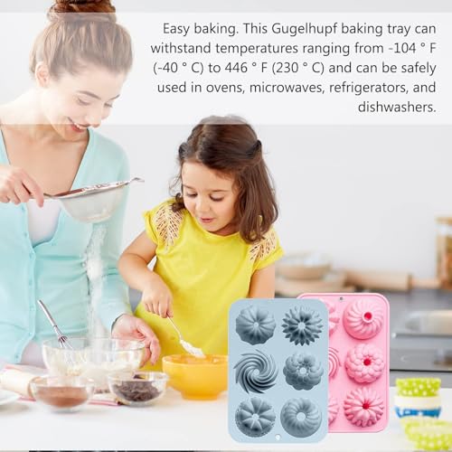Ceeyoll 2 Stück Rosa Mini Silikon Gugelhupfform,Wiederverwendbar Kuchenform Klein Savarin Form, Gugelhupf Backform, Gugelhupf Kuchenform, Antihaftbeschichted Backformen für Kekse, Bagels, Muffins.