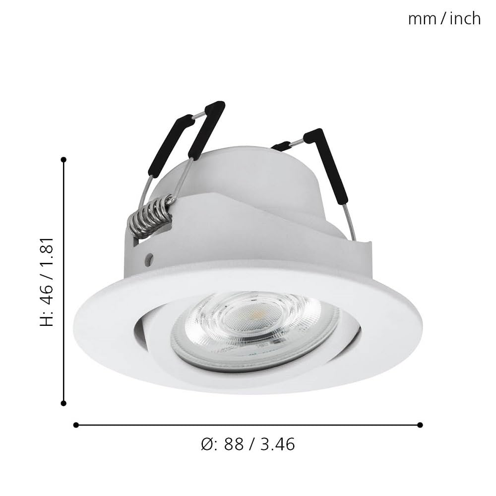 Eglo connect.z Smart Home Led faretto da incasso Saliceto-Z in alluminio bianco, Ø 88 mm, ZigBee, app e controllo vocale, colore della luce, dimmerabile
