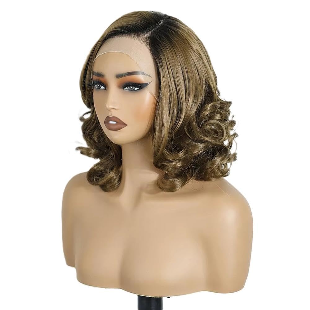 Haarpflege Blonde Gewellte Ombre Lace Front Perücken Für Frauen(4)