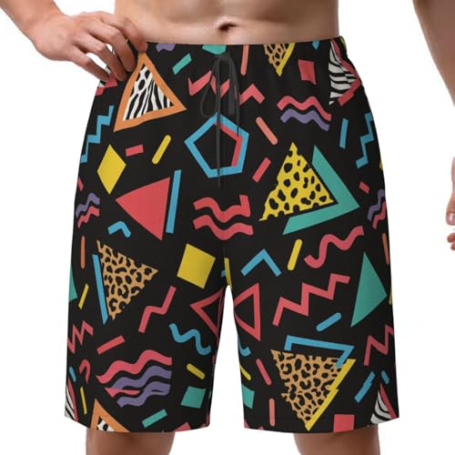 Mens Vintage 80s 90s Swim Trunks Quick Dry Swim Beach Shorts with Mesh Lining Pockets X-Large