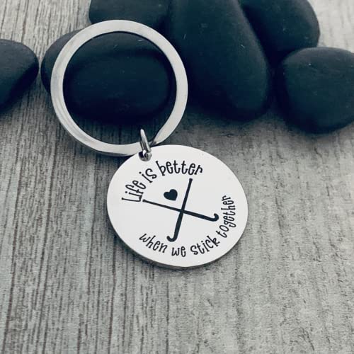Field Hockey Charm Keychain, Life is Better When We Stick Together Field Hockey Jewelry for Women, Teens and Girls, Gift for Female Field Hockey Players2
