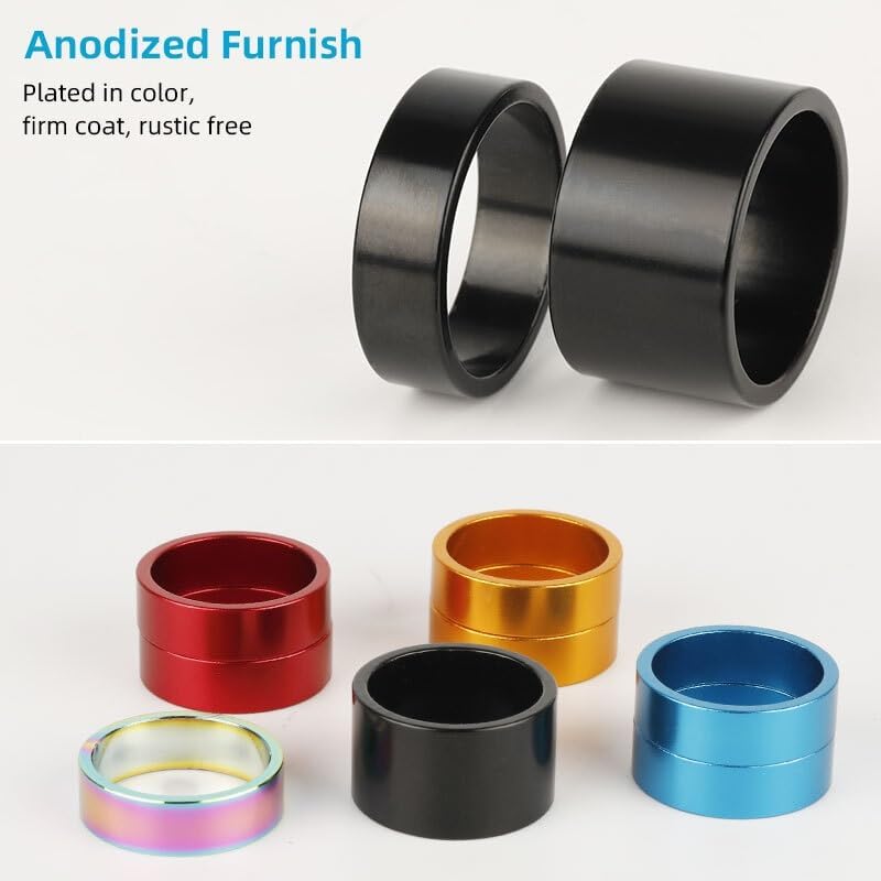 Bicycle Headset Spacer 2 3 5 10 20mm Aluminum Washer for 1-1/8 28.6mm Steerer Tube Road Fork Stem Height Adjust Ring for Bikes(28.6 H110mm P9)